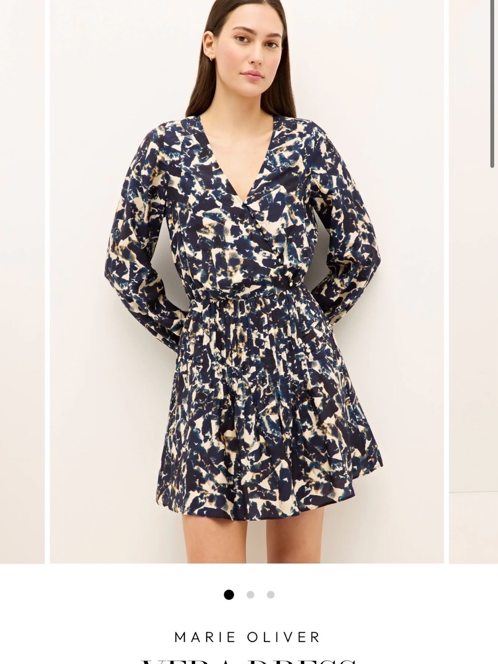 Marie Oliver Navy and Cream Abstract Wrap Mini Dress